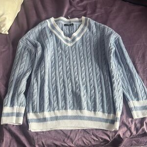 Blue Cable Knit Sweater